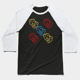 Colorful Theatre Pattern Mask Baseball T-Shirt